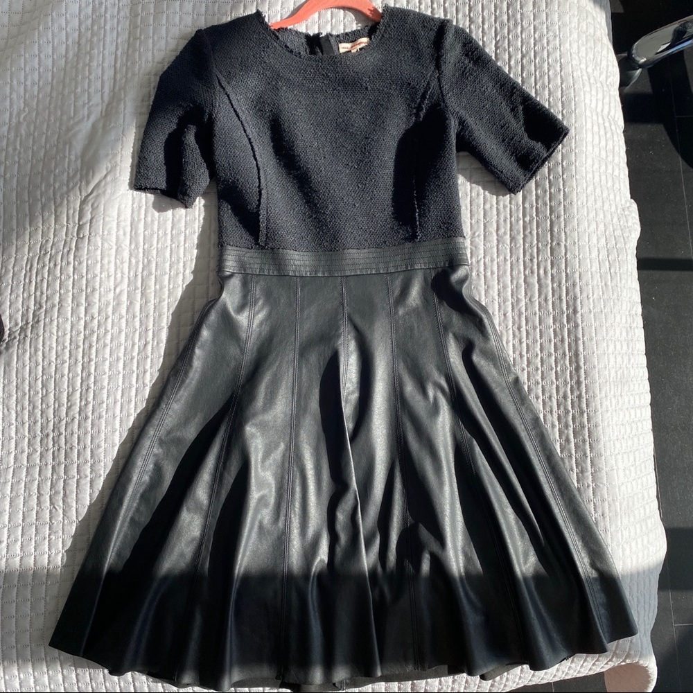 Rebecca Taylor vegan leather and tweed dress
